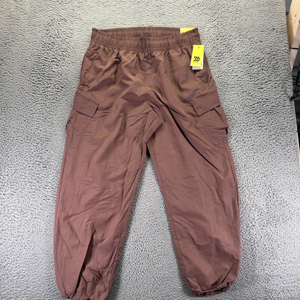 All In Motion Pant Men's L Brown Nylon Cargo Jogger Tapered Leg Workwear Utility